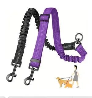 1.6ft Dual Dog Leash Attachment – Verstellbare Doppelleine mit Stoßdämpfer für kleine bis große Hunde - PetGlow